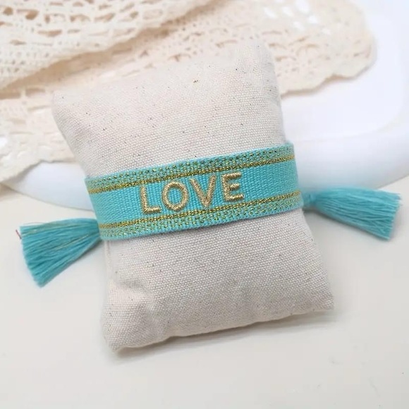 Hope Bohemia Embroidery letter tassel Bracelet handmade Adjustable Rope - Picture 3 of 7